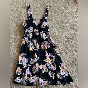 Adorable Pink Rose black floral mini dress